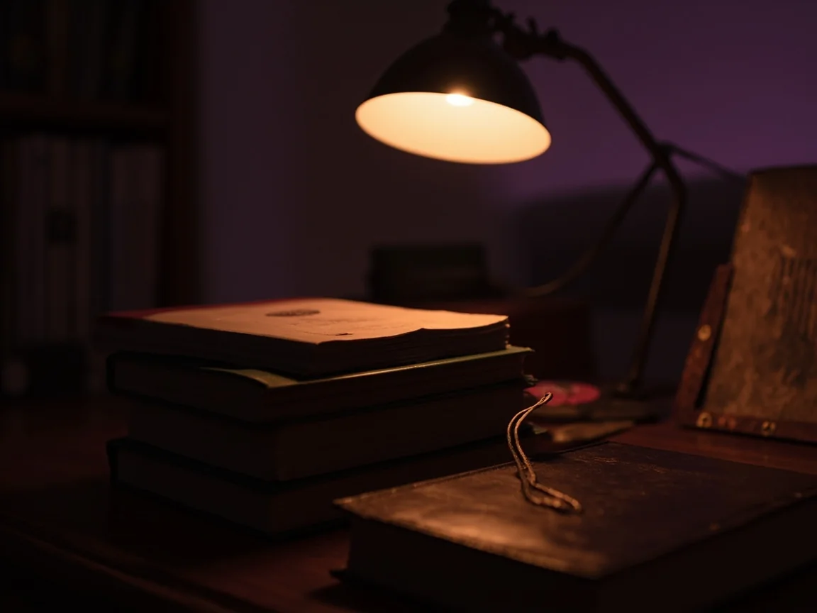 A stack of three leather-bound editorial standards volumes on a wooden shelf, with a single open book on a stand showing the house rulebook.