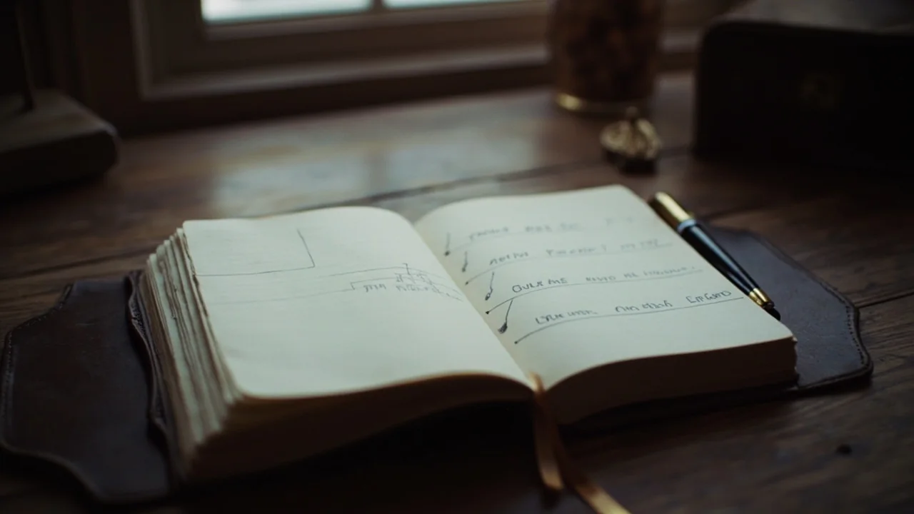 A handwritten payout-speed ledger resting on a wooden desk with a fountain pen across the page.