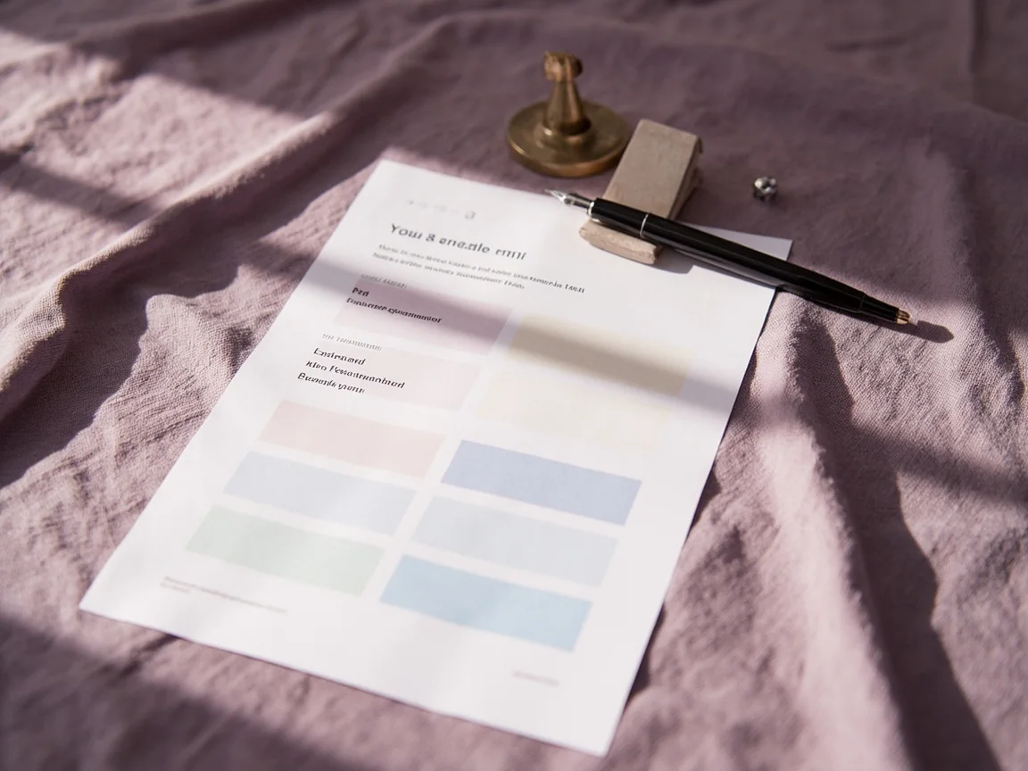 Two identity documents on a linen surface with a brass pen and a small tray of coins, soft daylight.