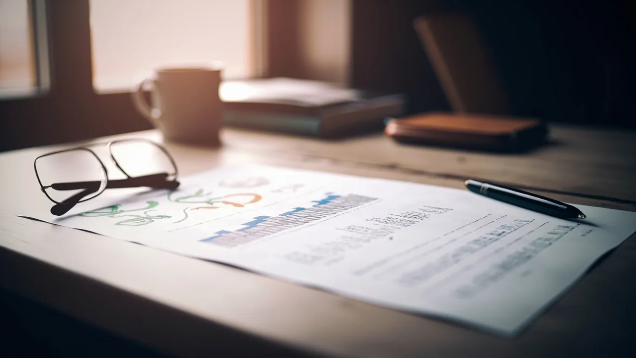 A handwritten probability spreadsheet open on a wooden desk, working notes on a rummy hand.